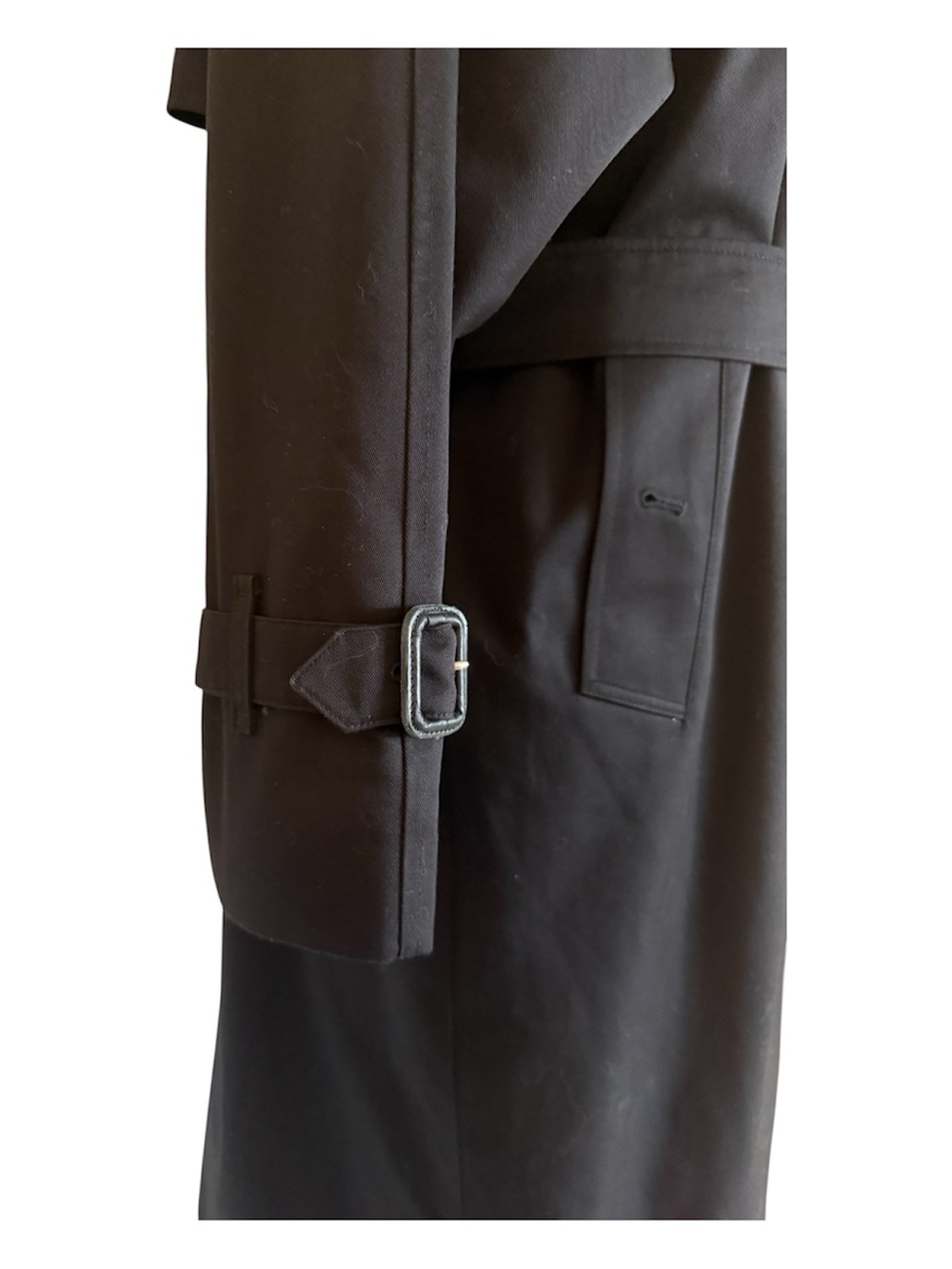 Authentic Burberry Black Double-Breasted Belted Long Trench Coat - Picture 4 of 13
